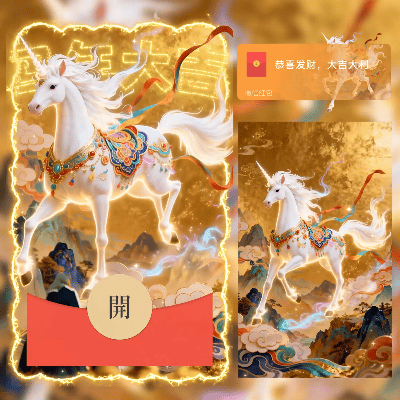 2026马年大吉/敦煌白马/新年快乐/cs红包封面皮肤