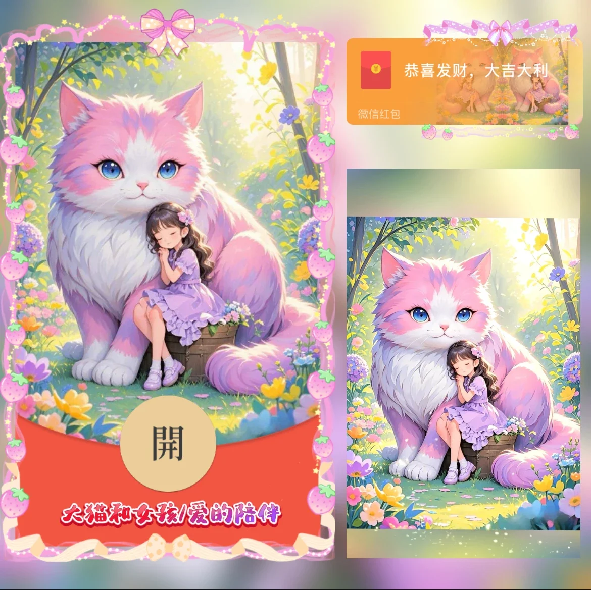 【卡密兑换】微信红包封面『大猫和女孩/爱的陪伴』官方卡密丨端内兑换丨24小时自助提卡！
