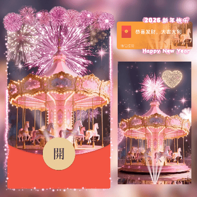 2026新年粉色烟花/新年快乐 /跨年 /新版动态/cs红包封面皮肤