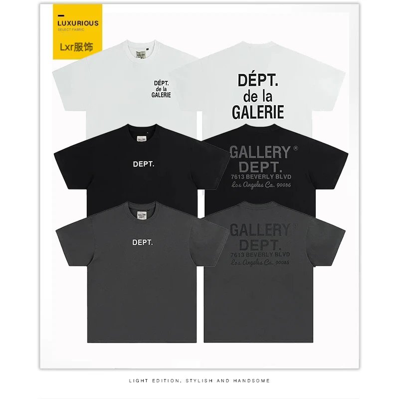 Basic letter printed short sleeved T-shirt made of pure cotton, loose fitting, unisex, couple's short sleeved shirt