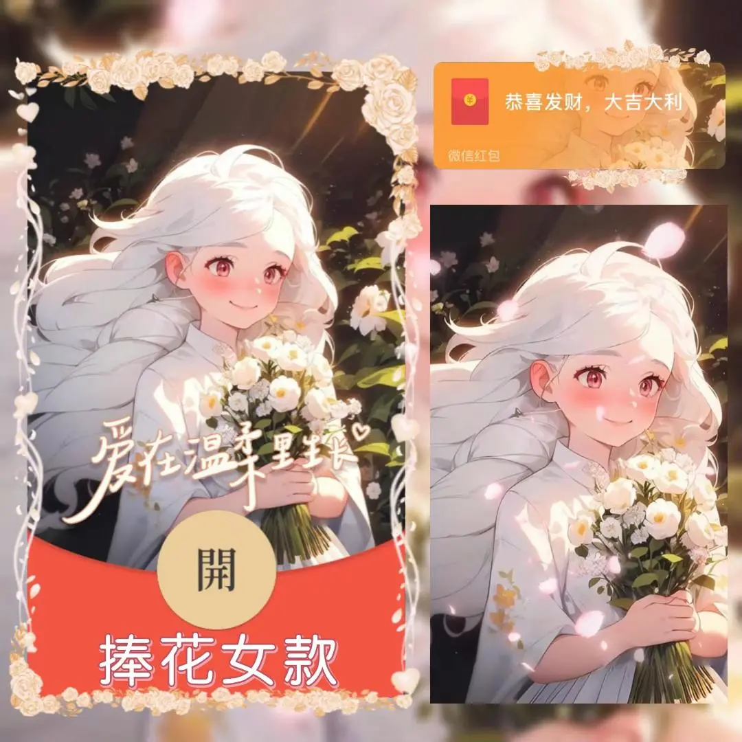 【红包封面】捧花女款