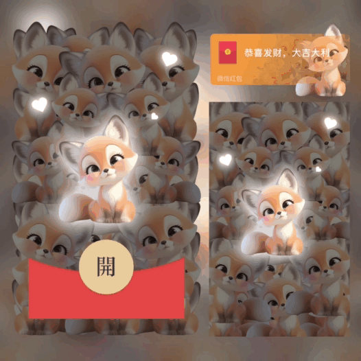 【红包封面】发光小狐狸/新版动态bai