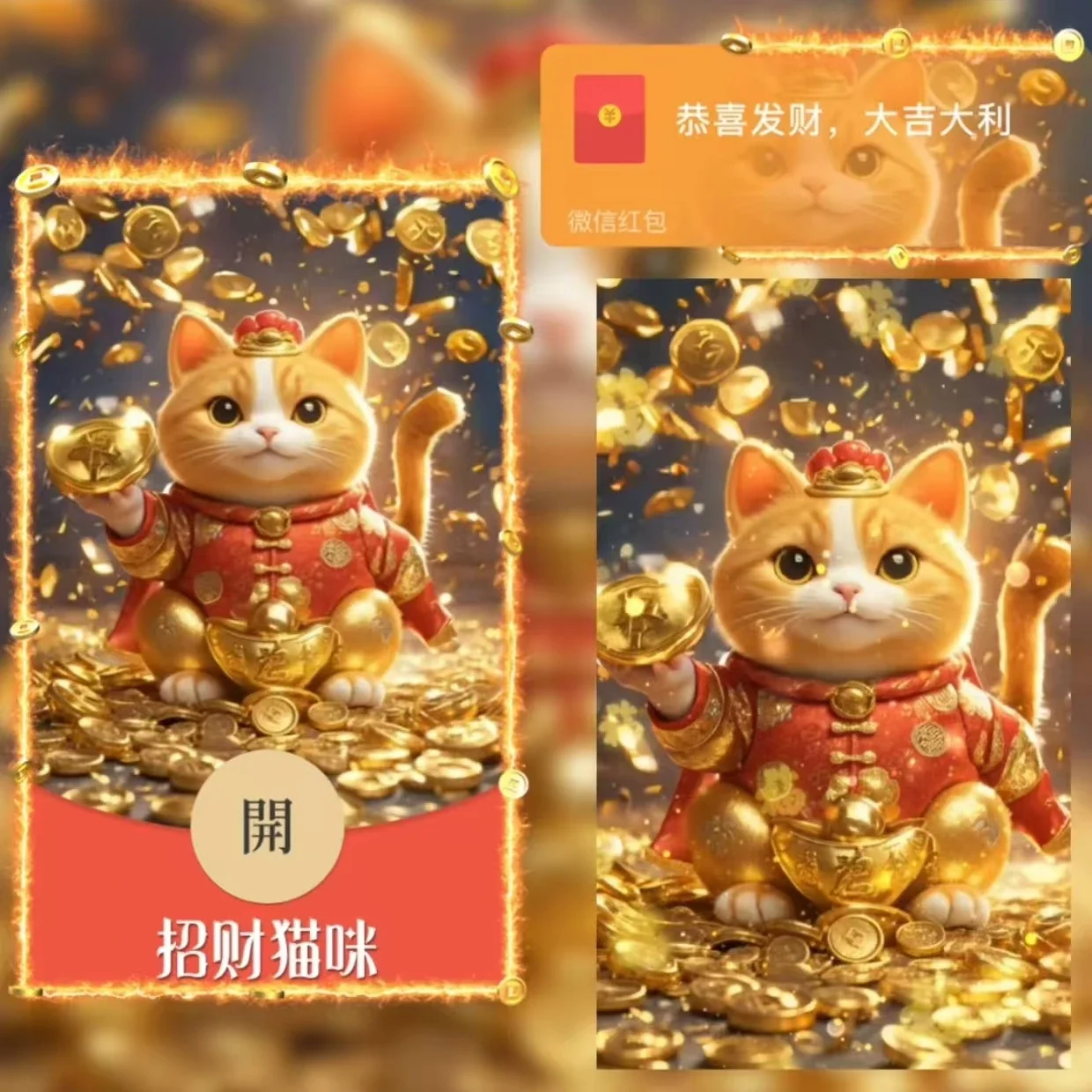 【卡密兑换】微信红包封面『招财猫咪』官方卡密丨端内兑换丨24小时自助提卡！