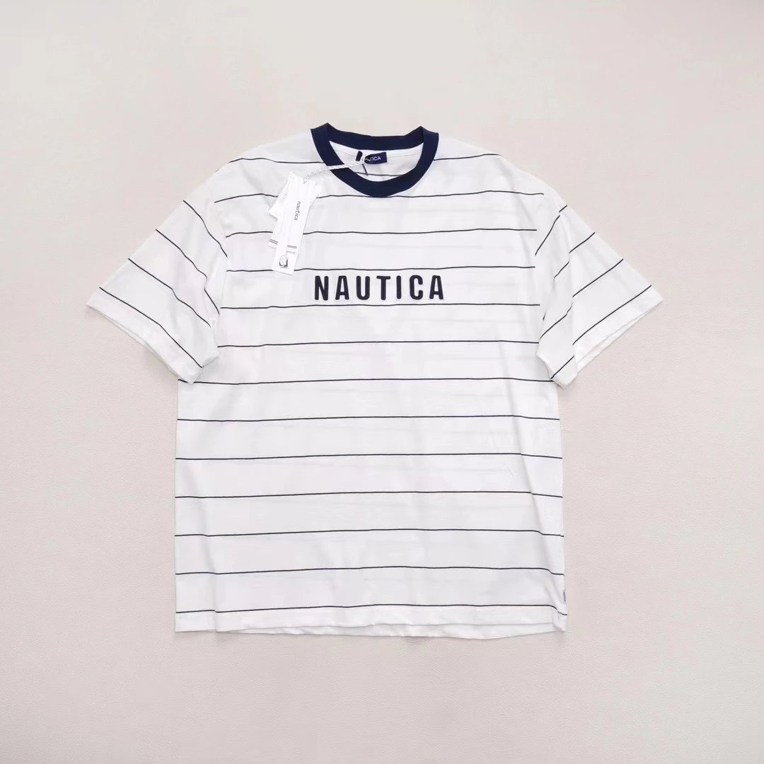 Design Nautica Striped Logo T-Shirt Gray T-Shirts - 4