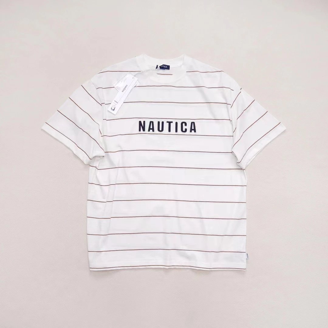 Design Nautica Striped Logo T-Shirt Gray T-Shirts - 3