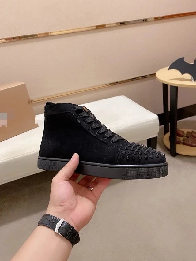Rivet High-Top Shoes with Red Sole