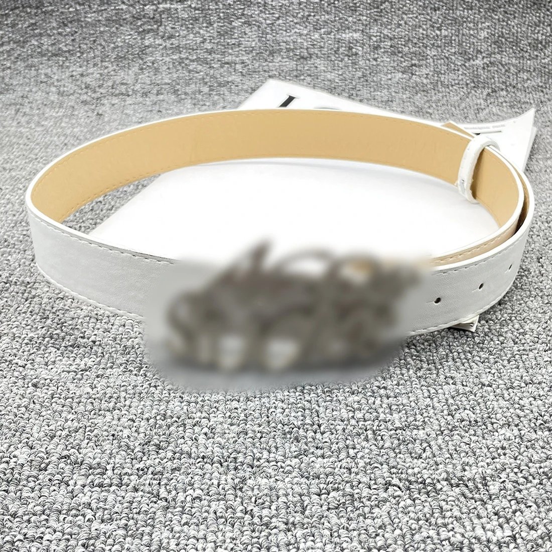 [White] Double row English waist belt
