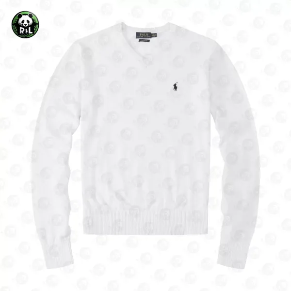 Ralph Lauren V-Neck Sweater Navy with Green Pony Logo - 16