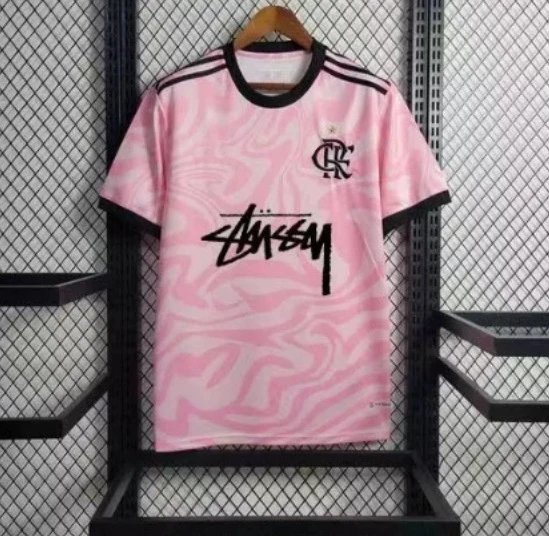 Stussy x adidas x Flamengo Pink Swirl Jersey Pink