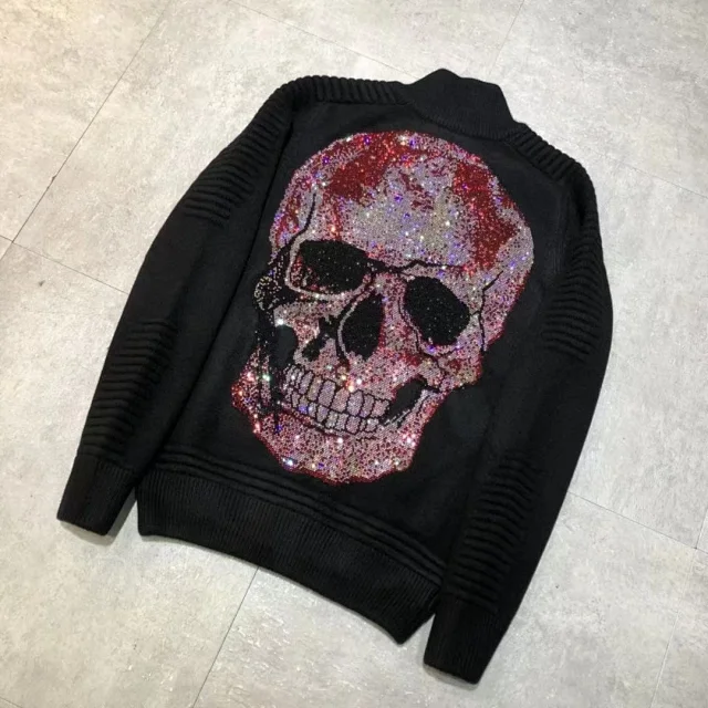 Philipp Plein Knitwear Ribbed Turtleneck Skull Embellished Sweater product detail image 12