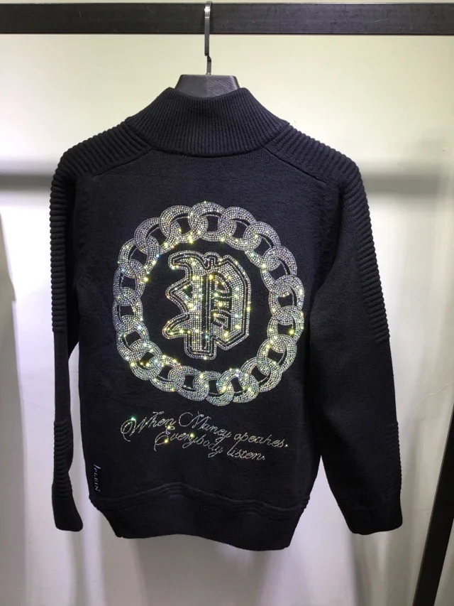 Philipp Plein Knitwear Ribbed Turtleneck Skull Embellished Sweater product detail image 14