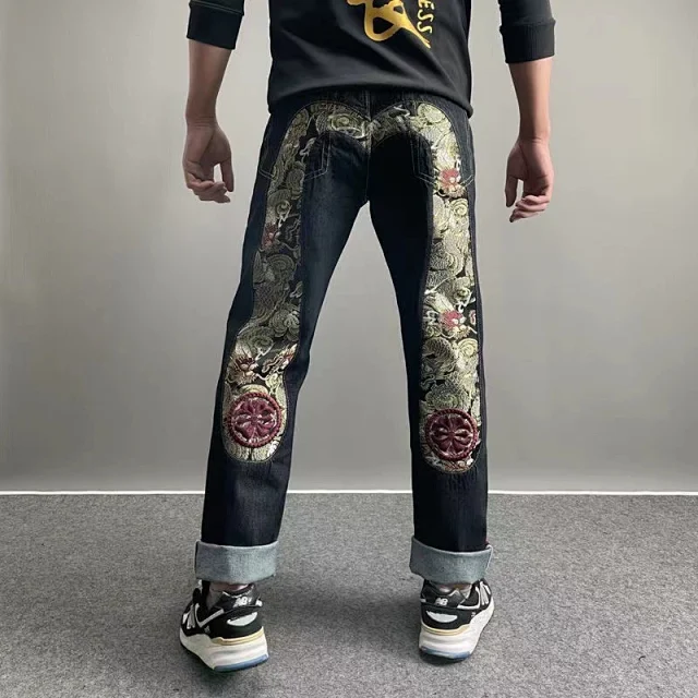 Evisu Jeans Black with Japanese-inspired graphic seagull back-pocket print product detail image 11