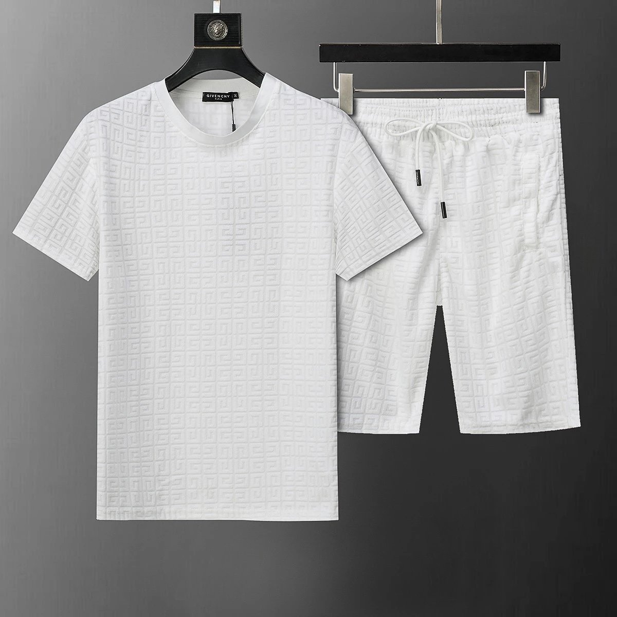 Gucci GG Monogram Panel T-Shirt and Shorts Set White/Brown - 14