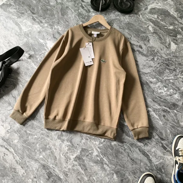 Lacoste Classic Crocodile Embroidered Beige Hoodie - 1