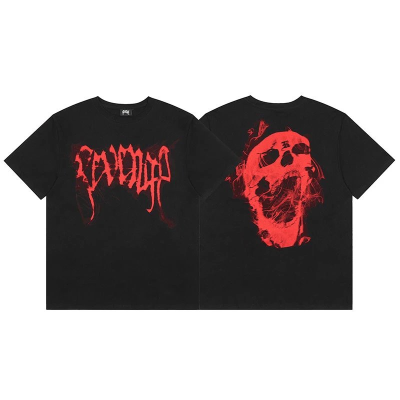 Revenge Skull and Logo Graphic White T-Shirt - 9