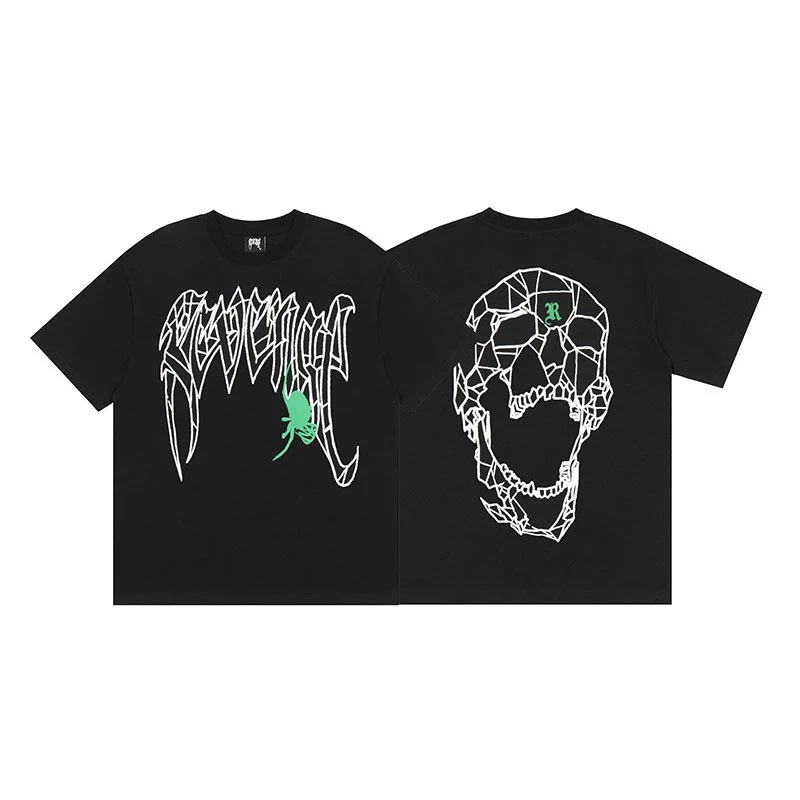 Revenge Skull and Logo Graphic White T-Shirt - 12