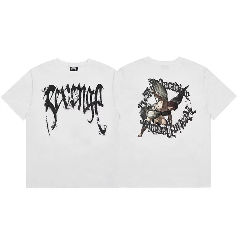 Revenge Skull and Logo Graphic White T-Shirt - 6