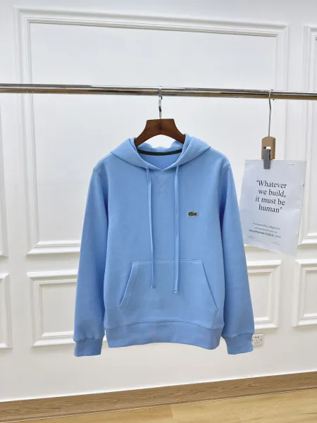 Lacoste Classic Crocodile Embroidered Hoodie Light Blue - 1