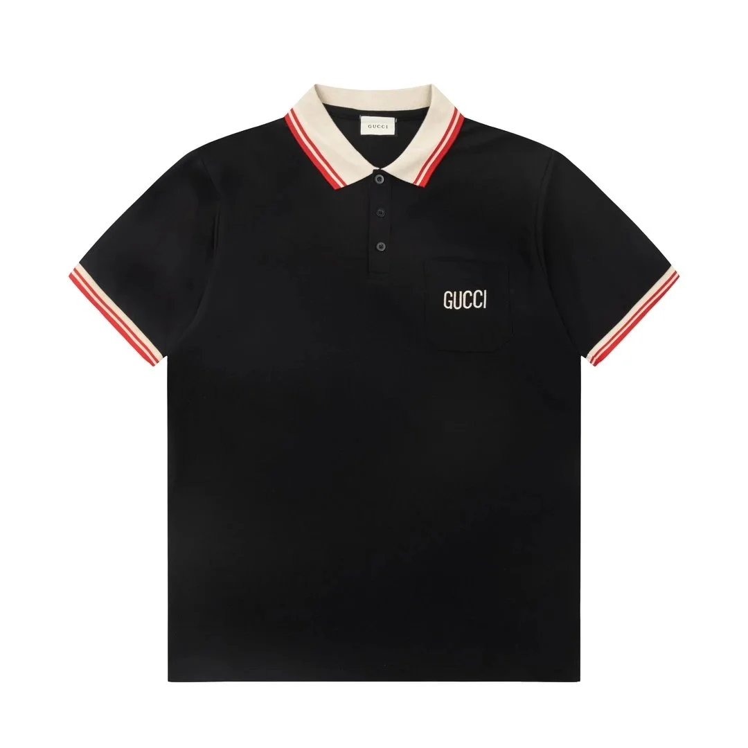 Gucci GG Marmont Polo Shirt White with Navy Collar and Web Trim - 12