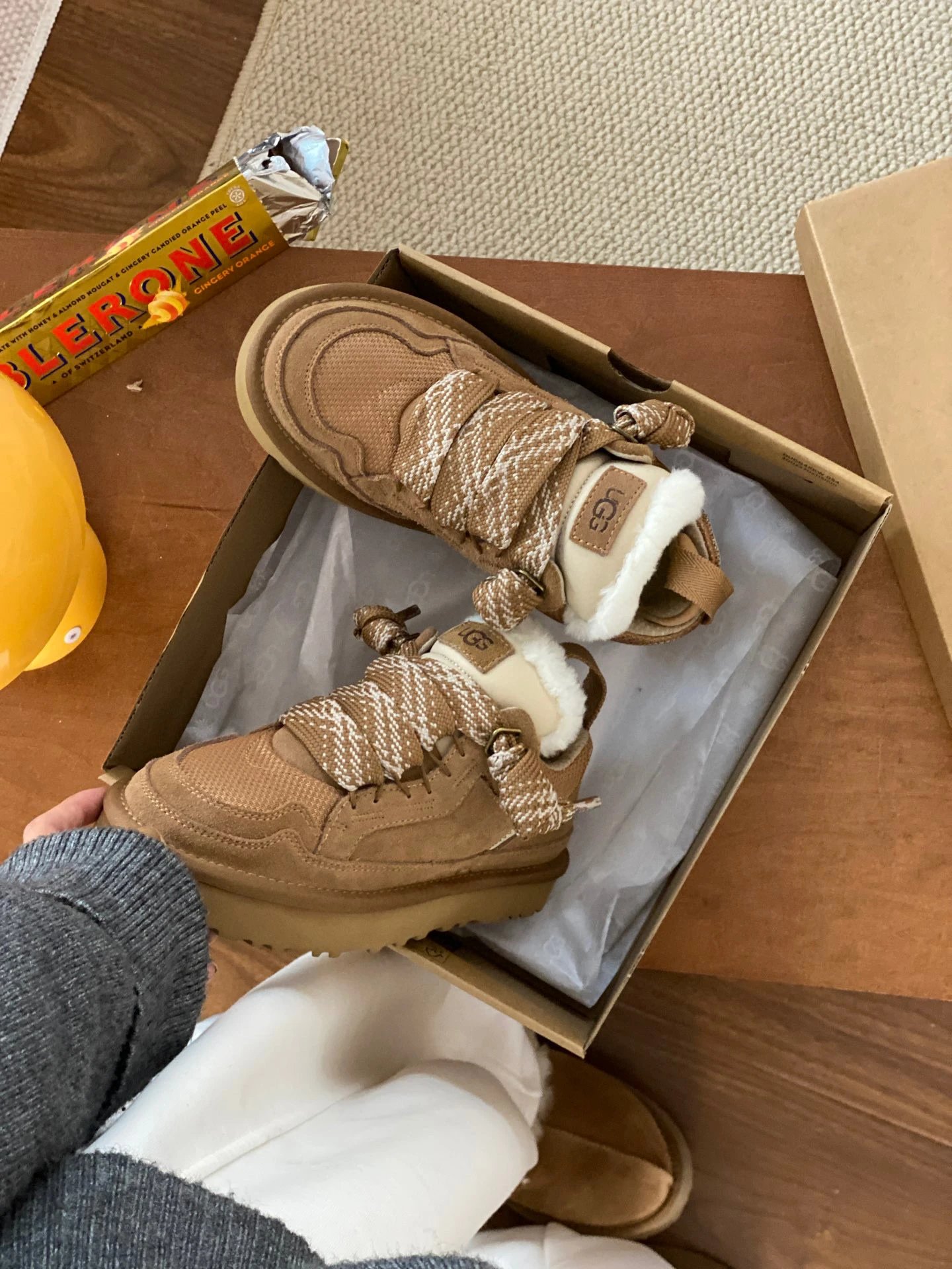UGG Classic Mini Fluff with Aztec Trim Tan Boots Snow Boots - 39