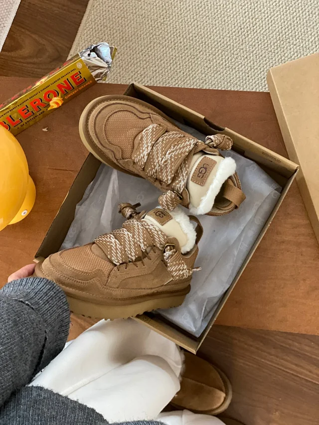 UGG Casual Shoes Fur-Lined Lace-Up Platform Sneakers product detail image 37