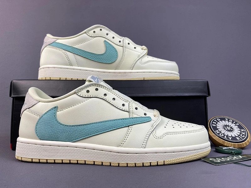 Jordan 1 Low Sail Teal Suede White