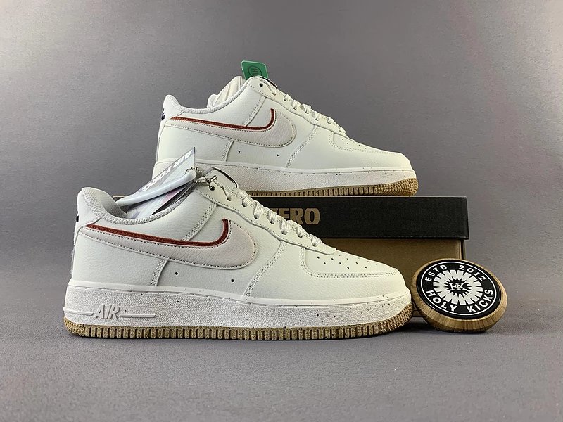Nike Air Force 1 Low Ivory Dark Red Gum Sole