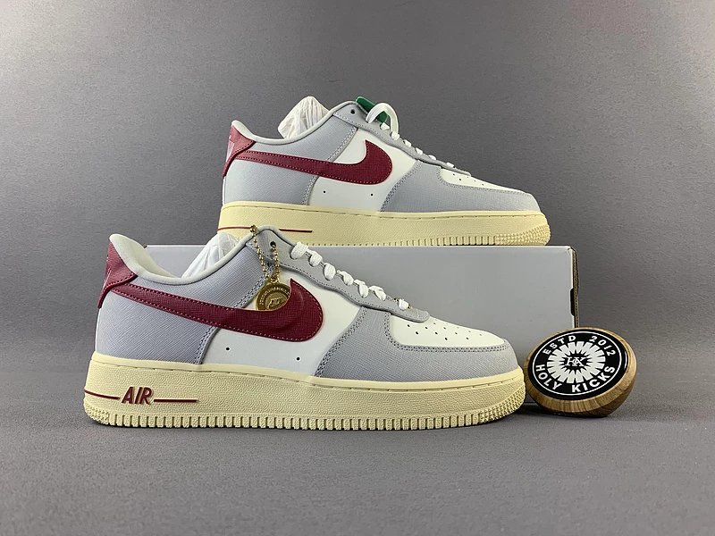 Nike Air Force 1 Low Wolf Grey Dark Red Vintage