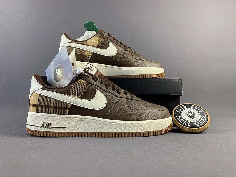 Nike Air Force 1 Low Brown Plaid Gum Sole
