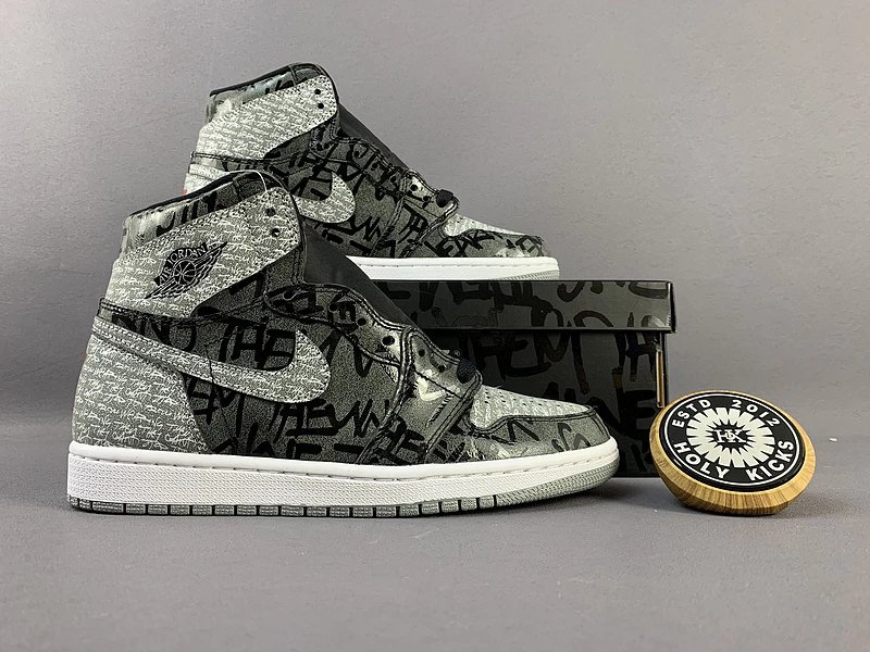 Jordan 1 Retro High Fearless Graffiti Grey Black
