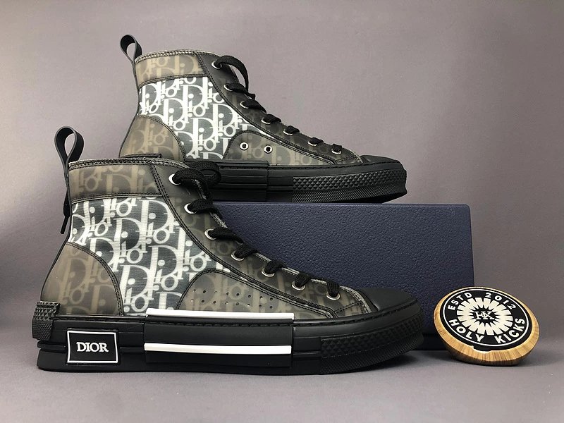 Dior B23 High-Top Sneakers Navy Blue Oblique Print Sneakers - 8