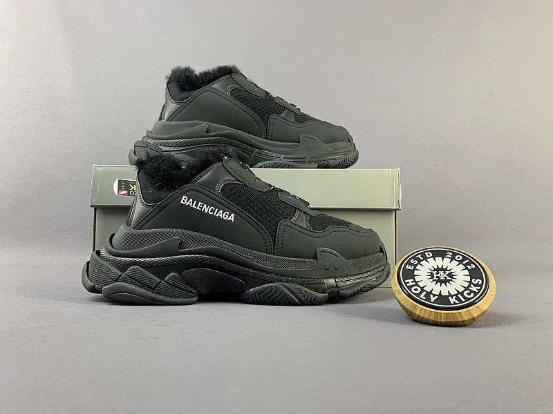 Balenciaga Triple S Fur High Top Black