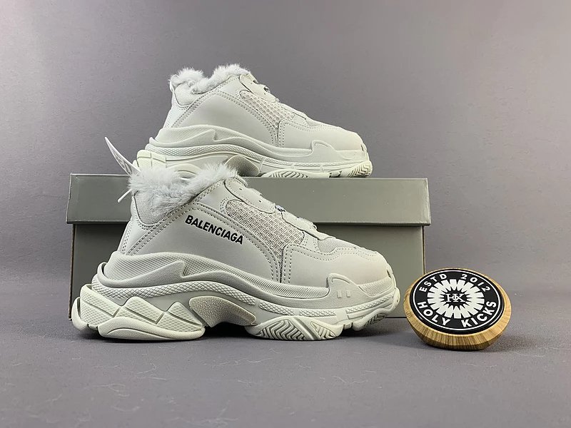 Balenciaga Triple S Fur High Top White