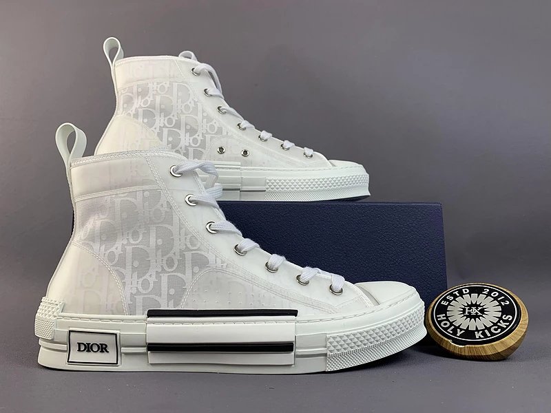 Dior B23 High-Top Sneakers Navy Blue Oblique Print Sneakers - 3