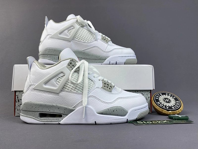Air Jordan 4 Retro White Cement Grey Sneakers - 3