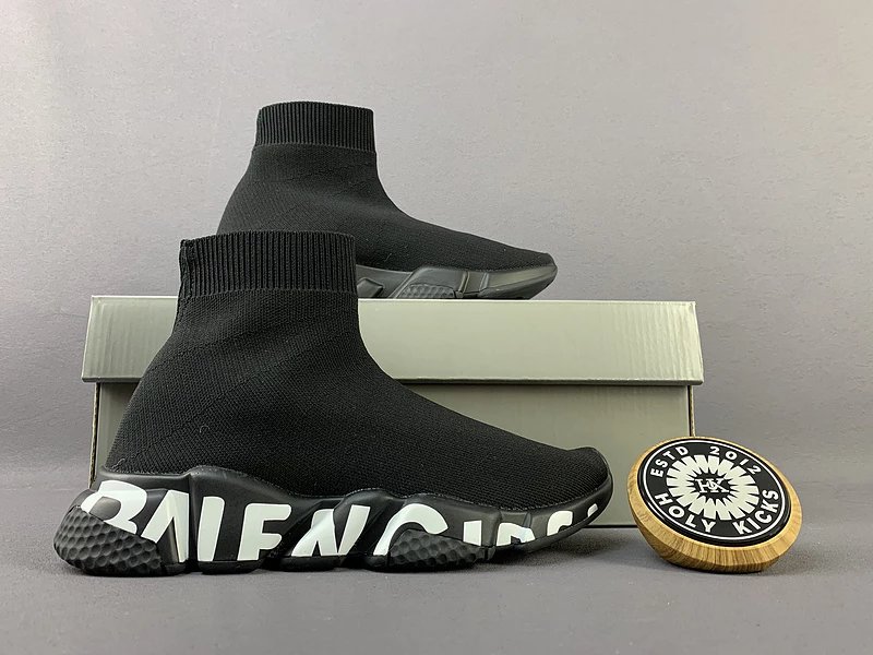 Balenciaga Speed Graffiti Sock Black White