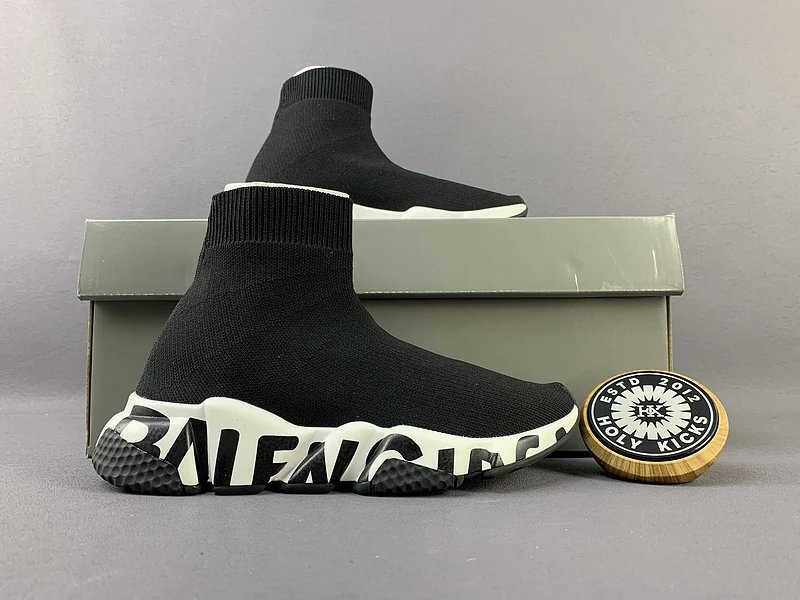 Balenciaga Speed Graffiti Sock Black White Clean