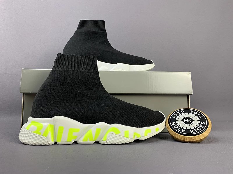 Balenciaga Speed Graffiti Sock Black Neon Yellow
