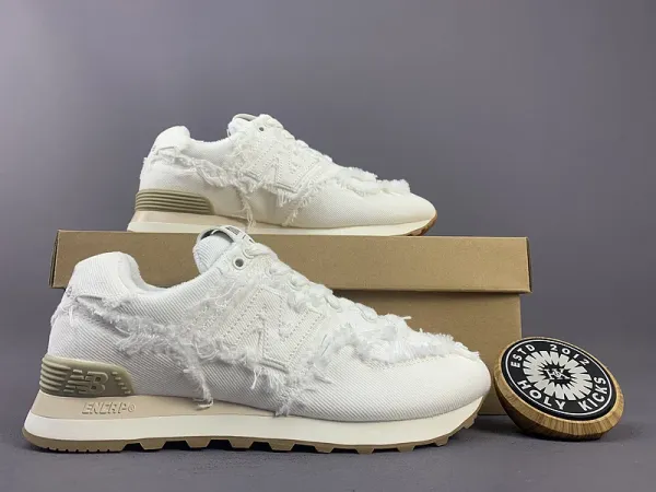 New Balance 574 x Holy Kicks Distressed White Sneakers - 1