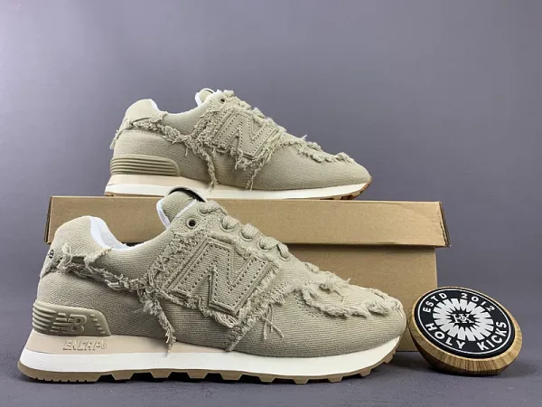 New Balance 574 x Holy Kicks Distressed White Sneakers - 3