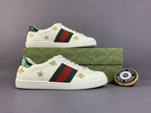 Gucci Ace Bee Embroidered White Sneakers - 1