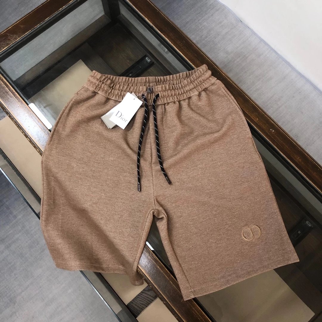 Dior CD Logo Embroidered Gray Textured Shorts - 24