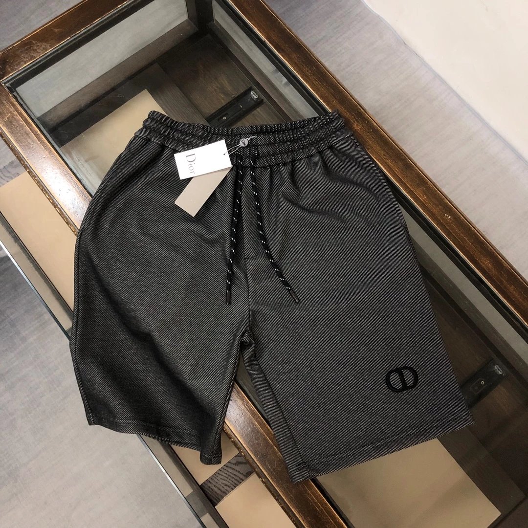 Dior CD Logo Embroidered Gray Textured Shorts - 25