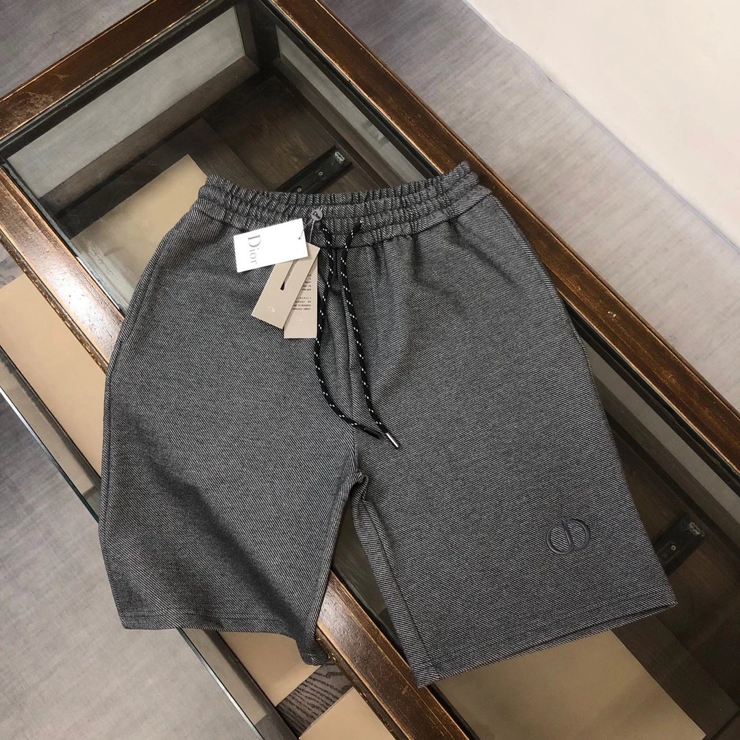 Dior CD Logo Embroidered Gray Textured Shorts - 23