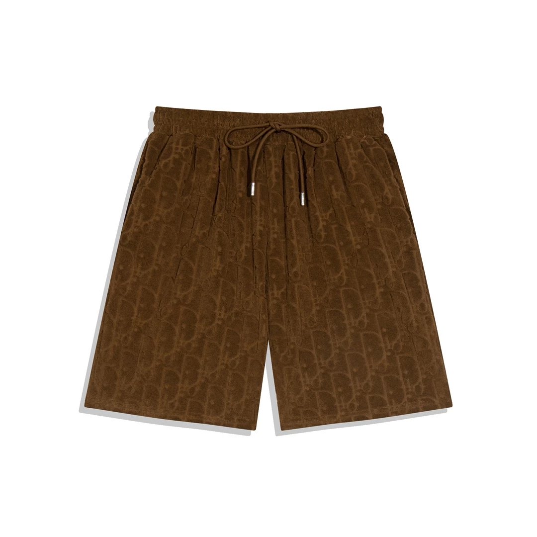 Dior CD Logo Embroidered Gray Textured Shorts - 17