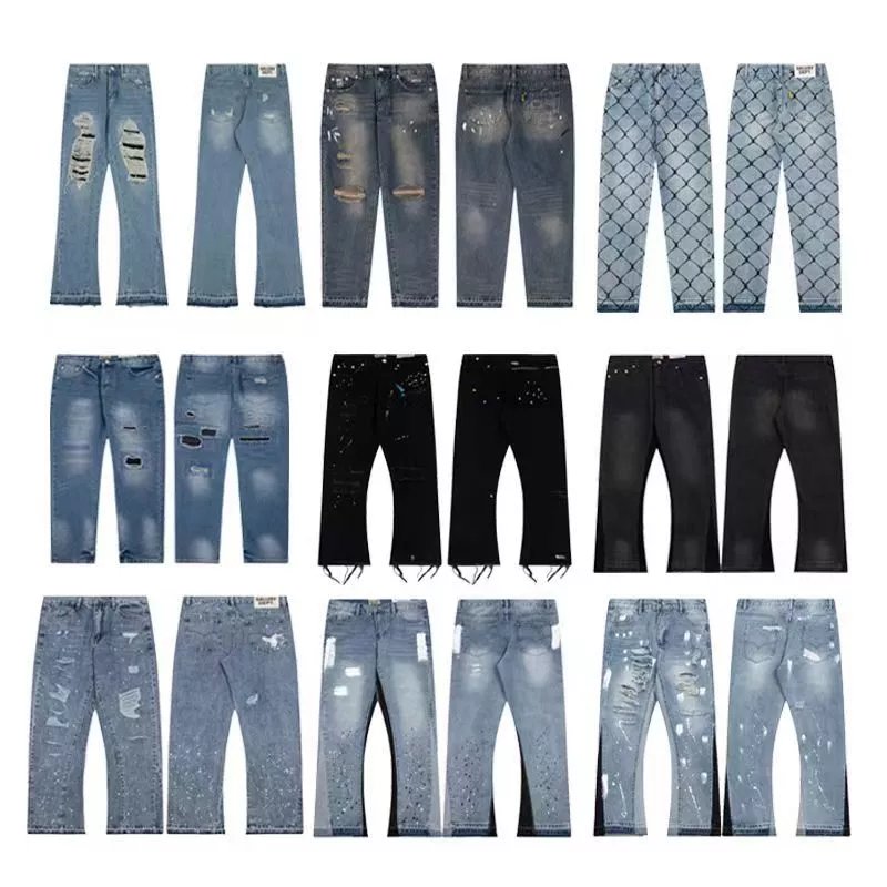 High quality washed distressed patchwork jeans GD