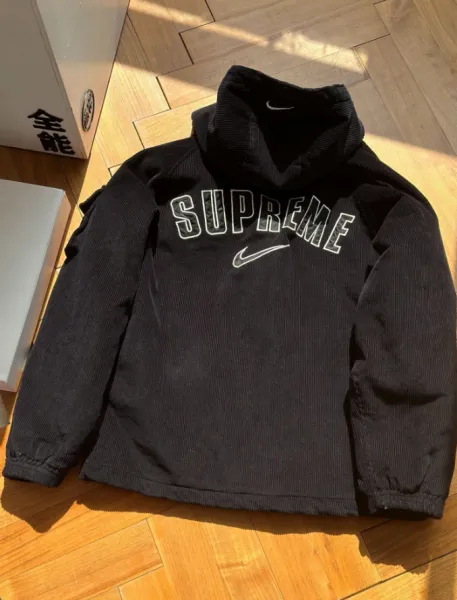 Nike Corduroy Hooded Jacket Black Outerwear - 5