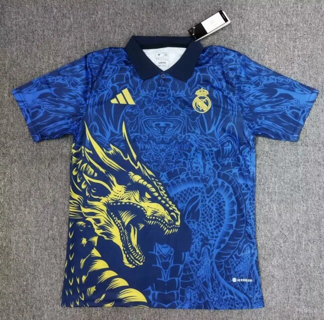 Adidas x Real Madrid Dragon Print Polo Navy Blue Polo Shirt - 1