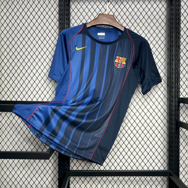 FC Barcelona 2008-09 Home Jersey Blue / Navy Striped Football Shirt - 1