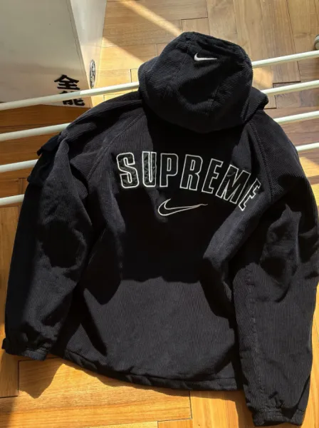 Nike Corduroy Hooded Jacket Black Outerwear - 8
